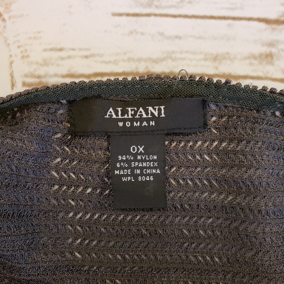 NWT-ALFANI Army Green Stretchy See-Thru Sweater 0X - Picture 6 of 6